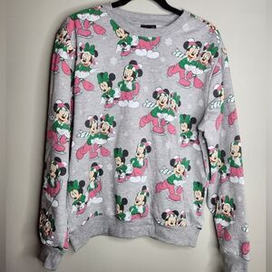 Disney Mickey & Minnie Mouse Ice Skating In Snow Sweatshirt